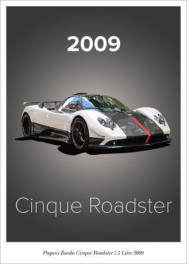 Pagani Zonda Cinque Roadster 7 3 Litre 2009 Poster Drawn By Matt